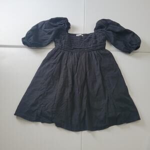 Abercrombie & Fitch Dress Womens Small Black Linen Puff Sleeve Square Neck Witch